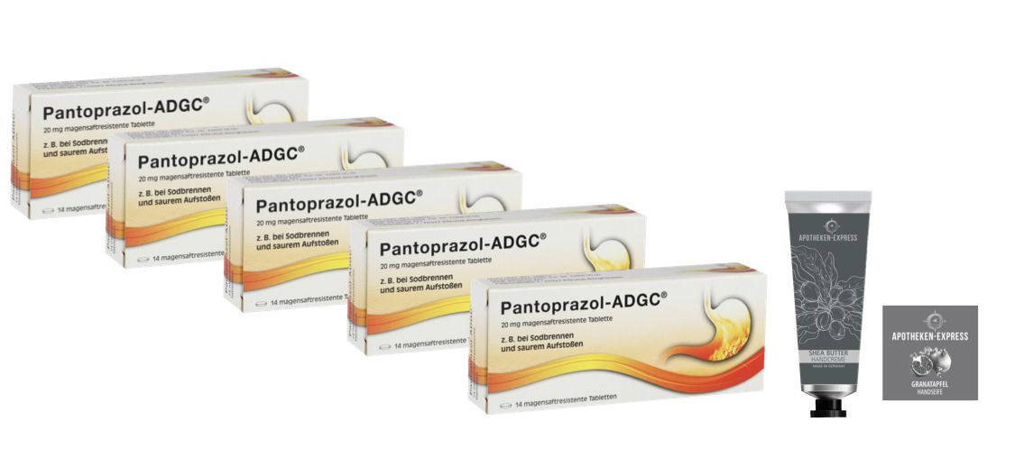 Pantoprazol ADGC 20mg 5 x 14 Tabletten inklusive einer Handcreme oder Handseife von Apotheken-Express